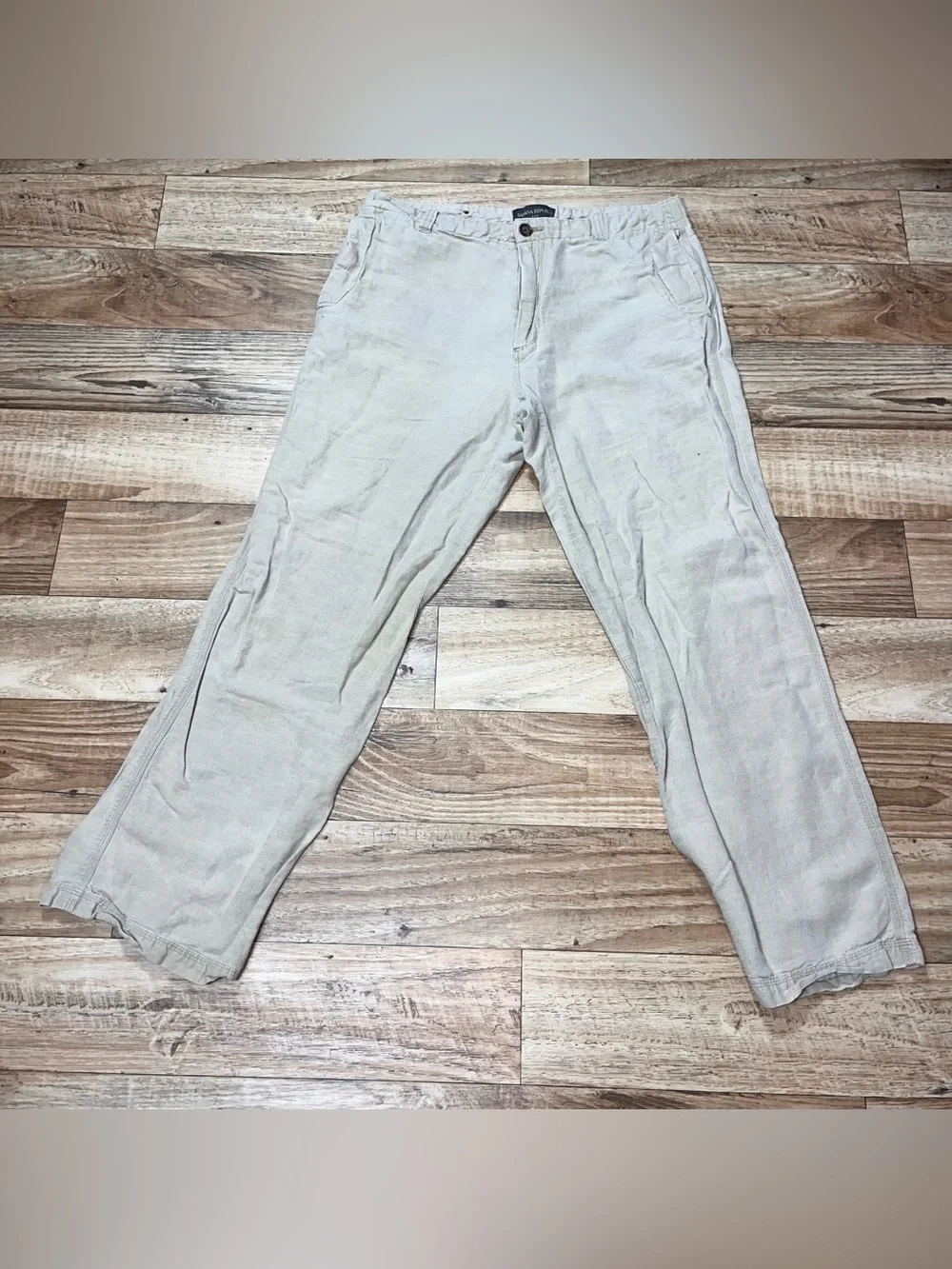 Banana Republic Men Linen Pants 34x30* Tan Blend Breathable Beach Summer Trouser
